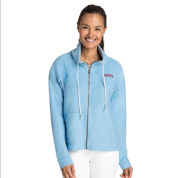 Vineyard Vines Tonal Striped Full Zip funnel neck Shep Shirt jacket sweater XL - Picture 2 of 13